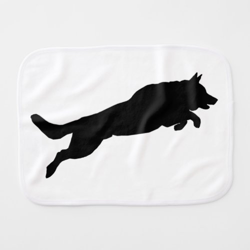 Jumping German Shepherd Silhouette Love Dogs Baby Burp Cloth