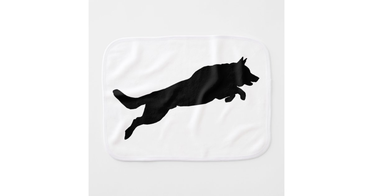 Jumping German Shepherd Silhouette Love Dogs Burp Cloth