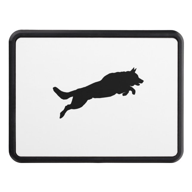 Jumping German Shepherd Silhouette Love Dogs Hitch Cover (Front)