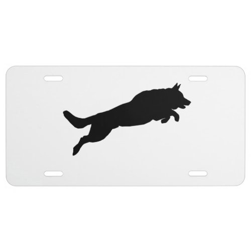 Jumping German Shepherd Silhouette Love Dogs License Plate