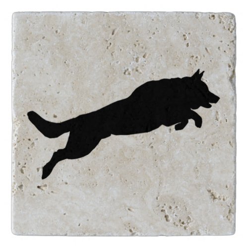 Jumping German Shepherd Silhouette Love Dogs Trivet