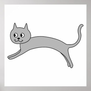 Jumping Gray Cat. Poster