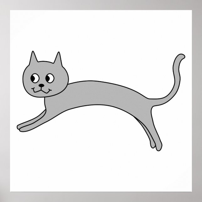 Jumping Gray Cat. Poster (Front)