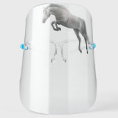 Jumping Gray Horse Equestrian Face Shield (Front)