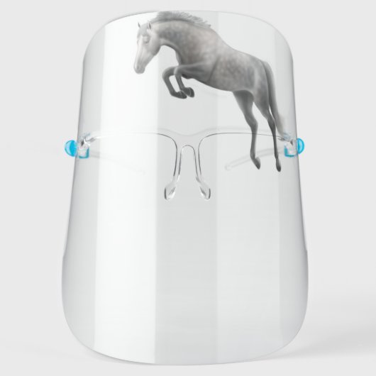 Jumping Gray Horse Equestrian Face Shield (Front)