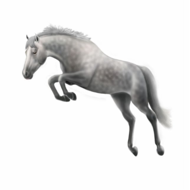 Jumping Gray Horse Holiday Ornament (Front)