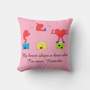 Jumping Heart in Love: Rose-colored Throw Pillow