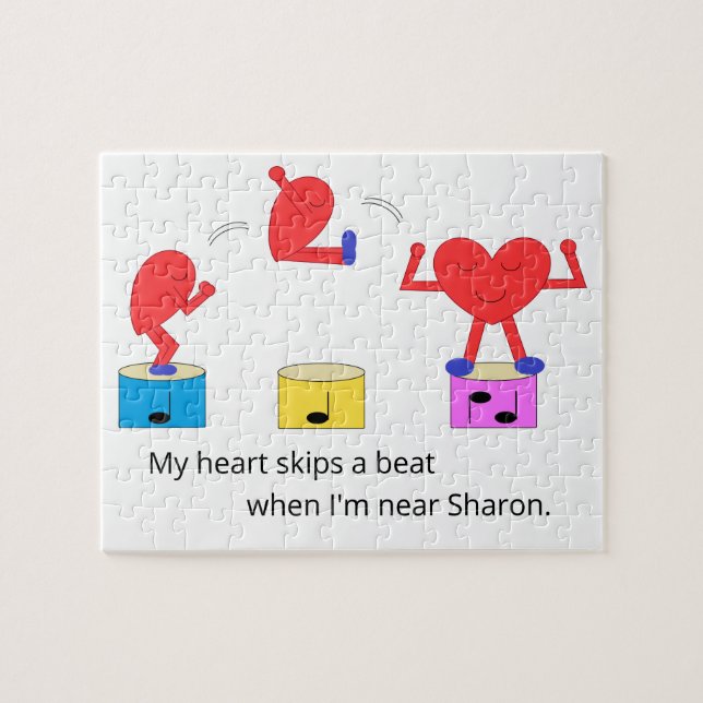 Jumping Heart in Love:  White Jigsaw Puzzle (Horizontal)