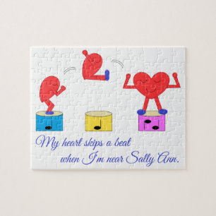 Jumping Heart in Love: White Jigsaw Puzzle