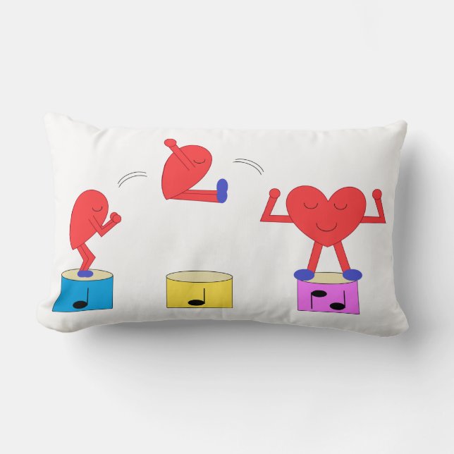Jumping Heart in Love:  White Lumbar Pillow (Front)