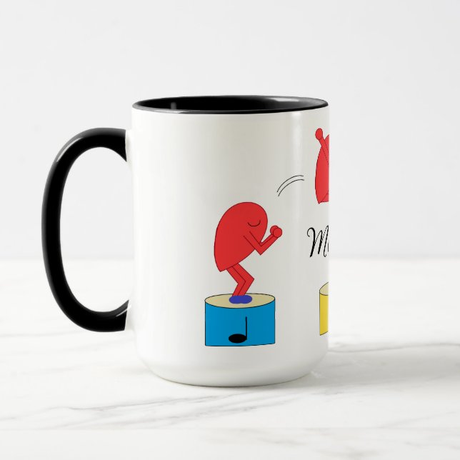 Jumping Heart in Love:  White Mug (Left)