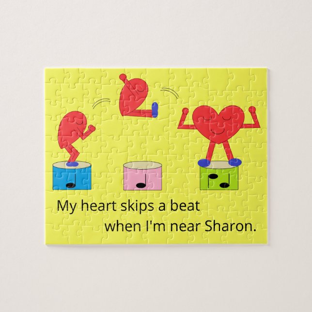 Jumping Heart in Love:  Yellow Jigsaw Puzzle (Horizontal)