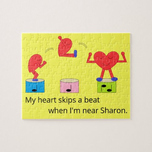 Jumping Heart in Love  Yellow Jigsaw Puzzle