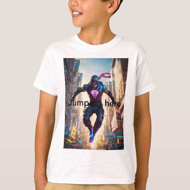 Jumping hero design Tshirt  (Front)