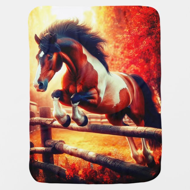 Jumping Horse Baby Blanket (Front)