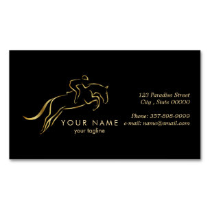 Jumping Horse   Horseback Riding   Horse Trainer Business Card Magnet