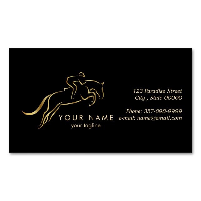 Jumping Horse | Horseback Riding | Horse Trainer Business Card Magnet (Front)