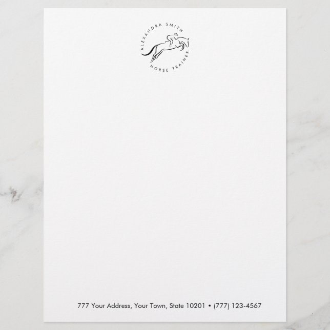 Jumping Horse | Horseback Riding | Horse Trainer Letterhead (Front)