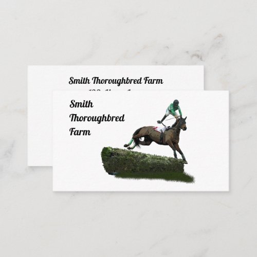 Jumping Horse Jockey In Green Business Cards