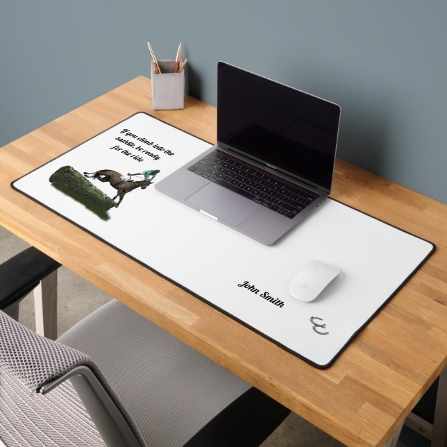 Jumping Horse Jockey In Green Desk Mat (Office 2)