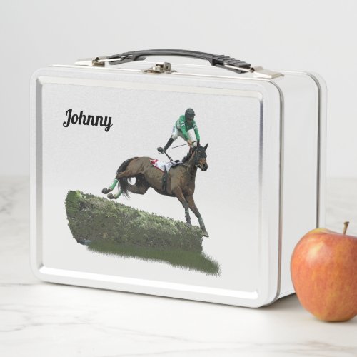 Jumping Horse Jockey In Green Lunch Box