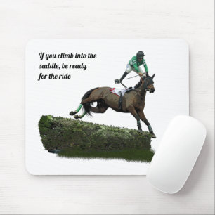 Jumping Horse Jockey In Green Mouse Pad