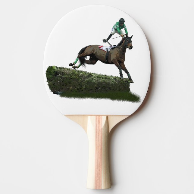 Jumping Horse Jockey In Green Ping Pong Paddle (Front)