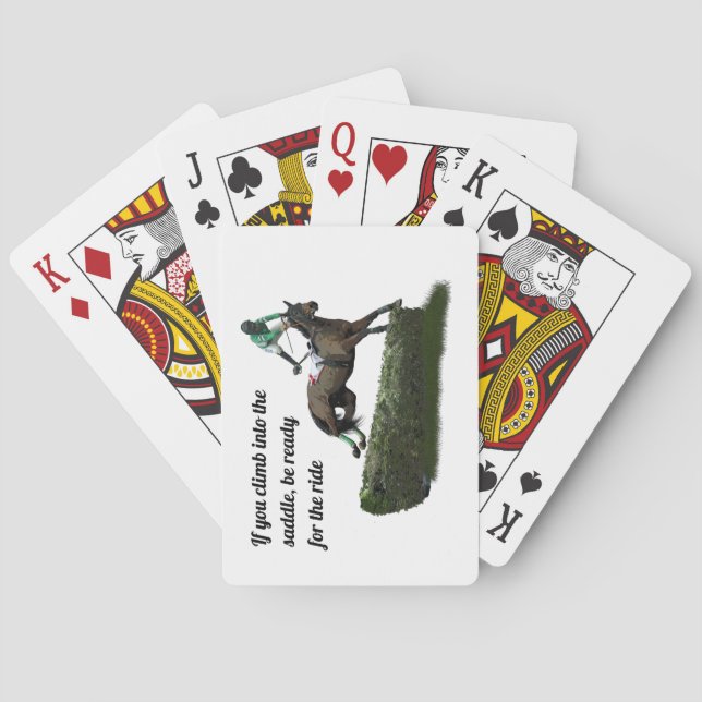 Jumping Horse Jockey In Green Playing Cards (Back)