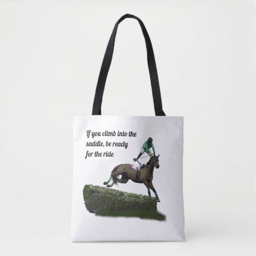 Jumping Horse Jockey In Green Tote Bag