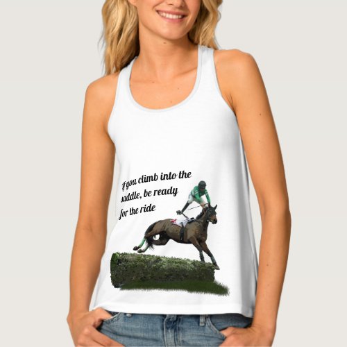 Jumping Horse Jockey In Green Womans Tank Top