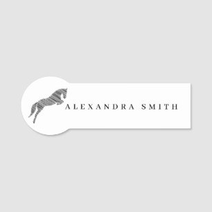 Jumping Horse Scribble Horse Horse Trainer Name Tag
