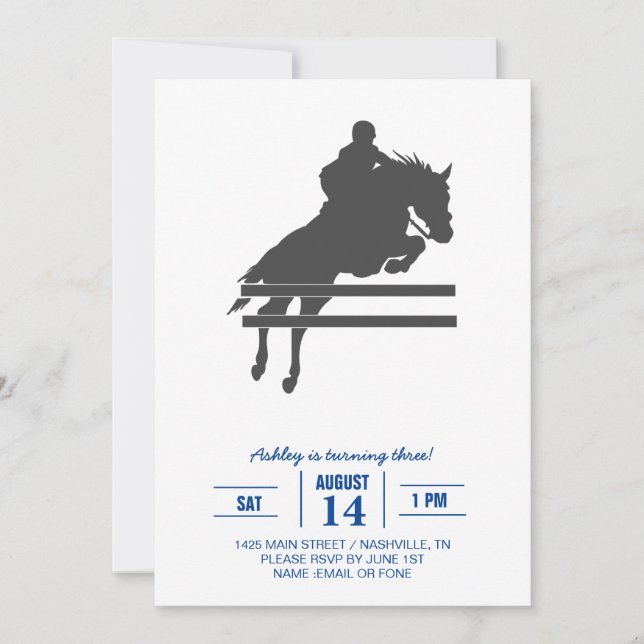 Jumping horse silhouette - Choose background color Invitation (Front)