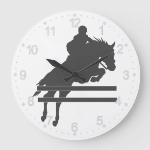 Jumping horse silhouette - Choose background color Large Clock