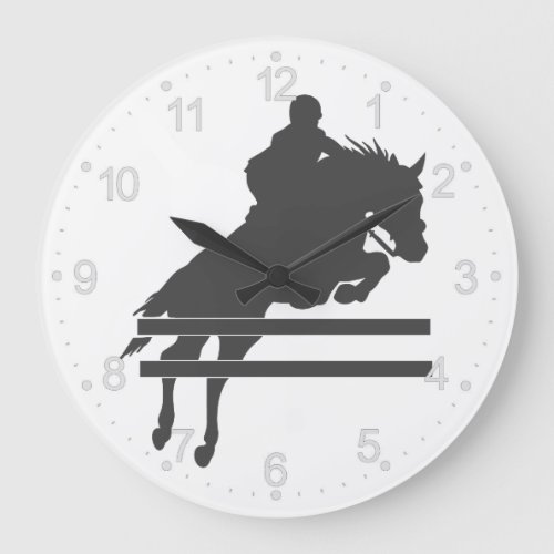 Jumping horse silhouette _ Choose background color Large Clock