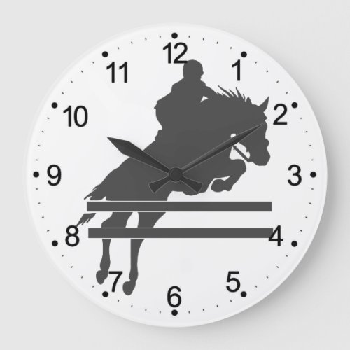 Jumping horse silhouette _ Choose background color Large Clock