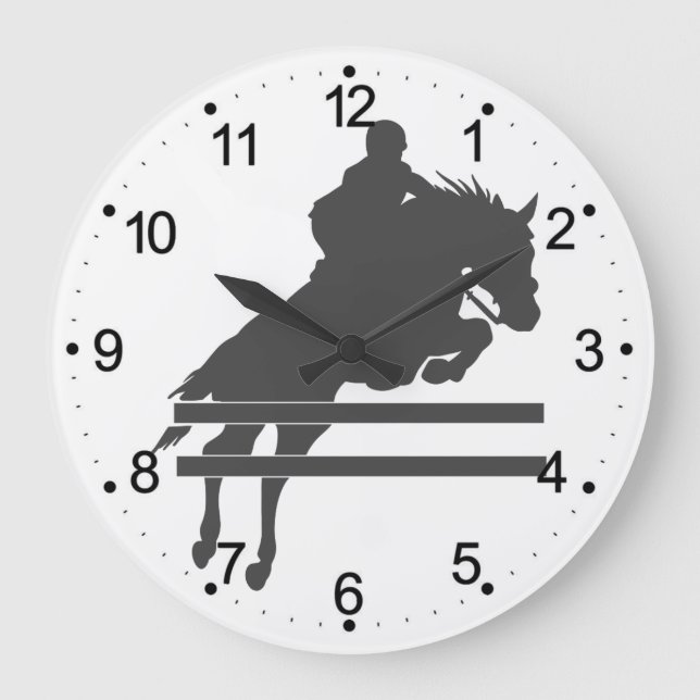 Jumping horse silhouette - Choose background color Large Clock (Front)