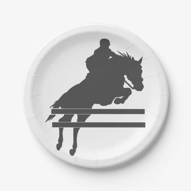 Jumping horse silhouette - Choose background color Paper Plates (Front)