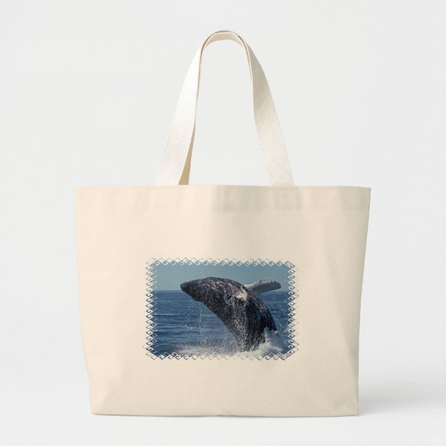 Jumping Humpback Whale Canvas Bag (Front)