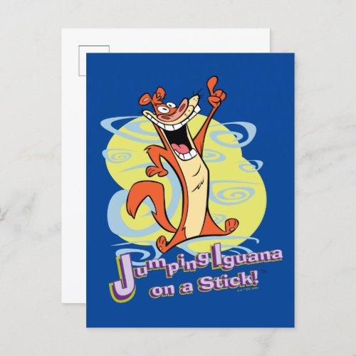 Jumping Igauna on a Stick Postcard