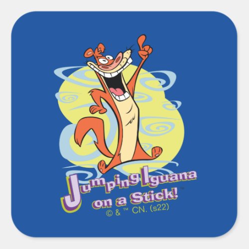 Jumping Igauna on a Stick Square Sticker