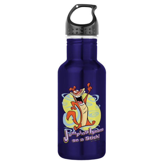 Jumping Igauna on a Stick!™ Stainless Steel Water Bottle (Front)