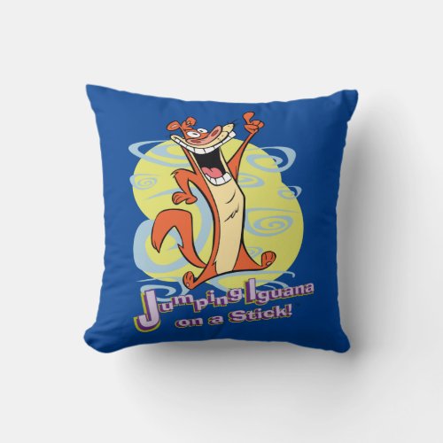 Jumping Igauna on a Stick Throw Pillow