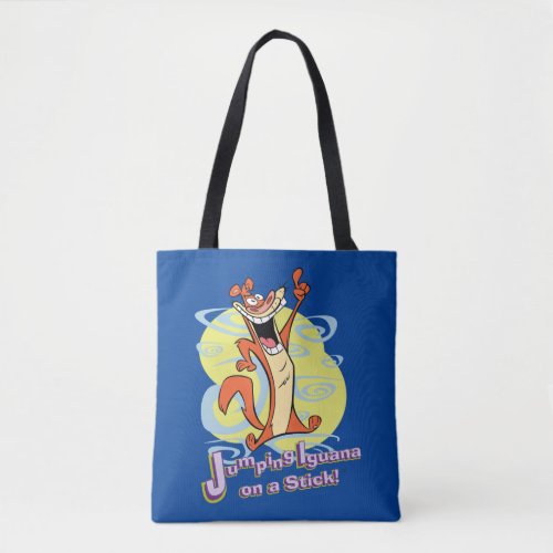 Jumping Igauna on a Stick Tote Bag
