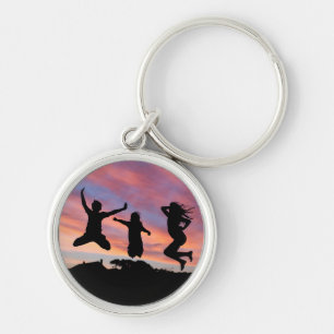Jumping in the Sunset key chain