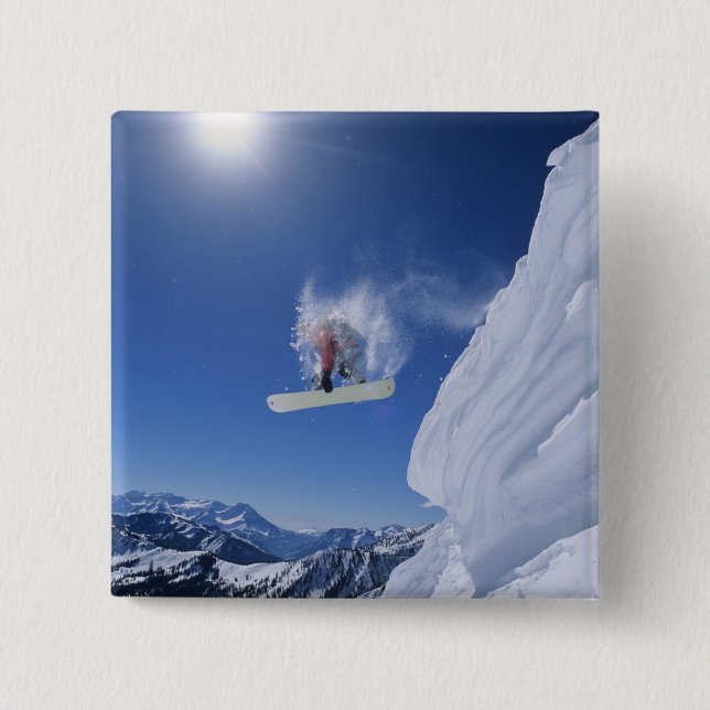 Jumping into Snake Creek Canyon from Clayton Pinback Button (Front)