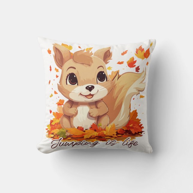 Jumping is life throw pillow (Front)