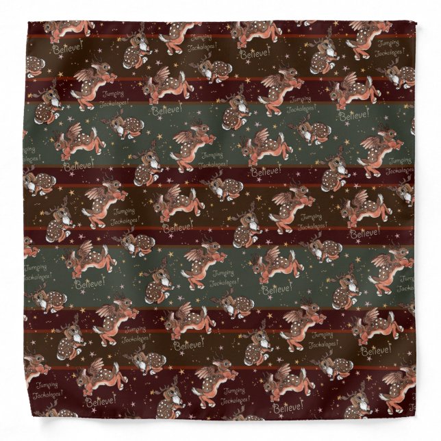 Jumping Jackalope Christmas Bandana (Front)