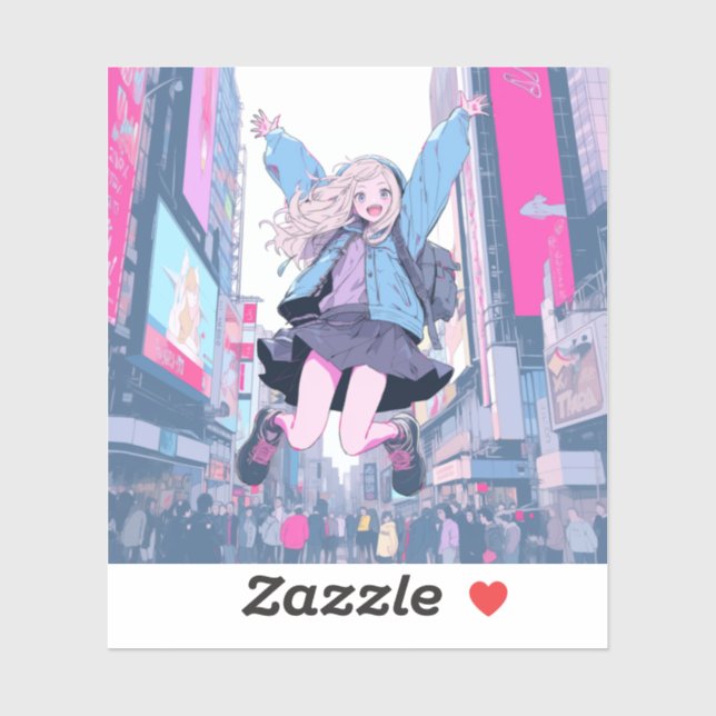 Jumping JK Seal | Sushi Musume Seal GenerativeAI Sticker (Sheet)