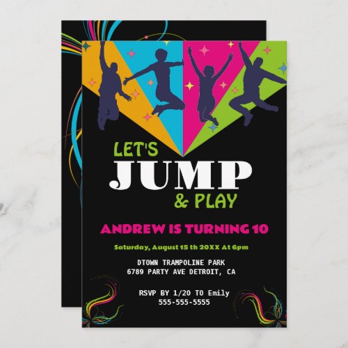 Jumping Jubilation Trampoline Park Birthday Invitation