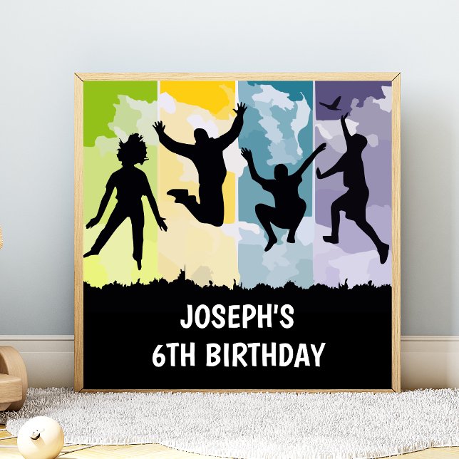 Jumping Kids Trampoline Birthday Party Banner Poster (Creator Uploaded)